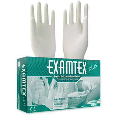 GUANTE EXAMTEX TALLA M x 100 U