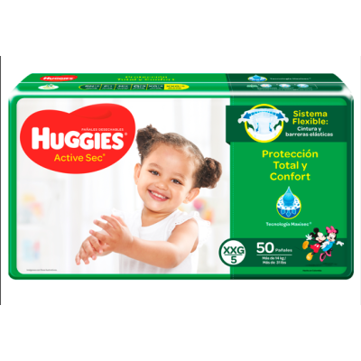 HUGGIES PANAL ACTIVE SEC ET.5 XXG 50 UDS