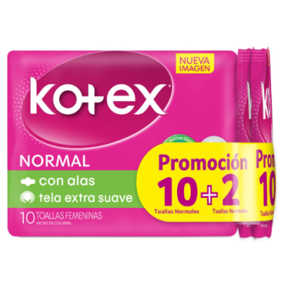 KOTEX TOALLA NORM TELA PROM 10 +2 TOALLA